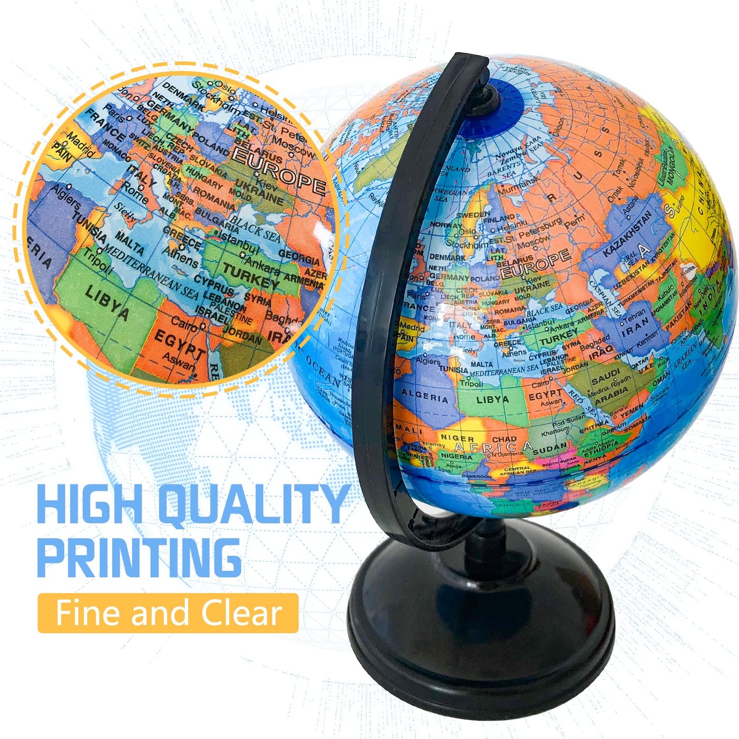 Rrshnsgv 6'' Geographic World Globe for Kids – Educational Rotating Globe with Stand