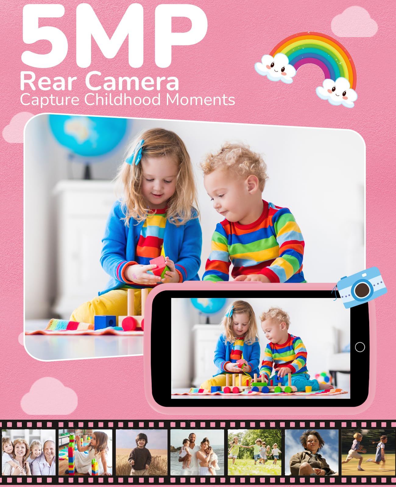 Rseaay Kids Phone: 220+ Educational Games, 3.97-inch Screen, 5MP Camera, No SIM/Wi-Fi, Parental Controls