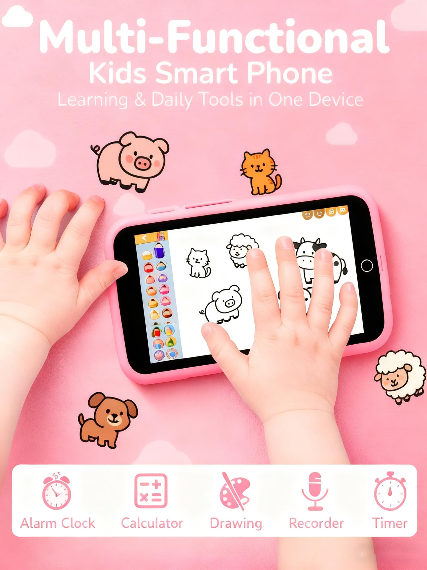 Rseaay Kids Phone: 220+ Educational Games, 3.97-inch Screen, 5MP Camera, No SIM/Wi-Fi, Parental Controls