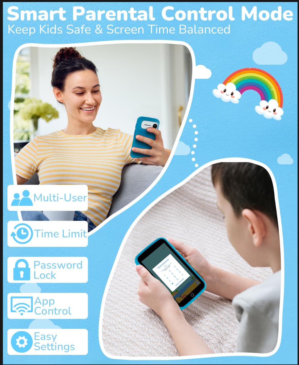 Rseaay Kids Phone — 220+ Educational Games, 3.97-Inch Touchscreen, 5MP Camera, Offline & Parental Controls