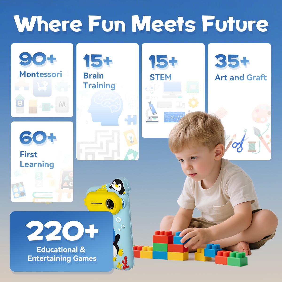 Rseaay Kids Smart Phone – 220+ Games, 3.97in Screen, 5MP Camera, Parental Control