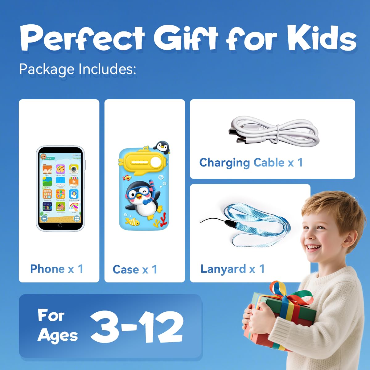 Rseaay Kids Smart Phone – 220+ Games, 3.97in Screen, 5MP Camera, Parental Control