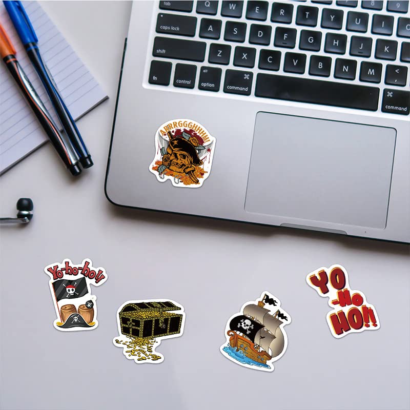 Rszwyk 50 Pcs Pirate Stickers Pack Skull and Crossbones – Party Favors