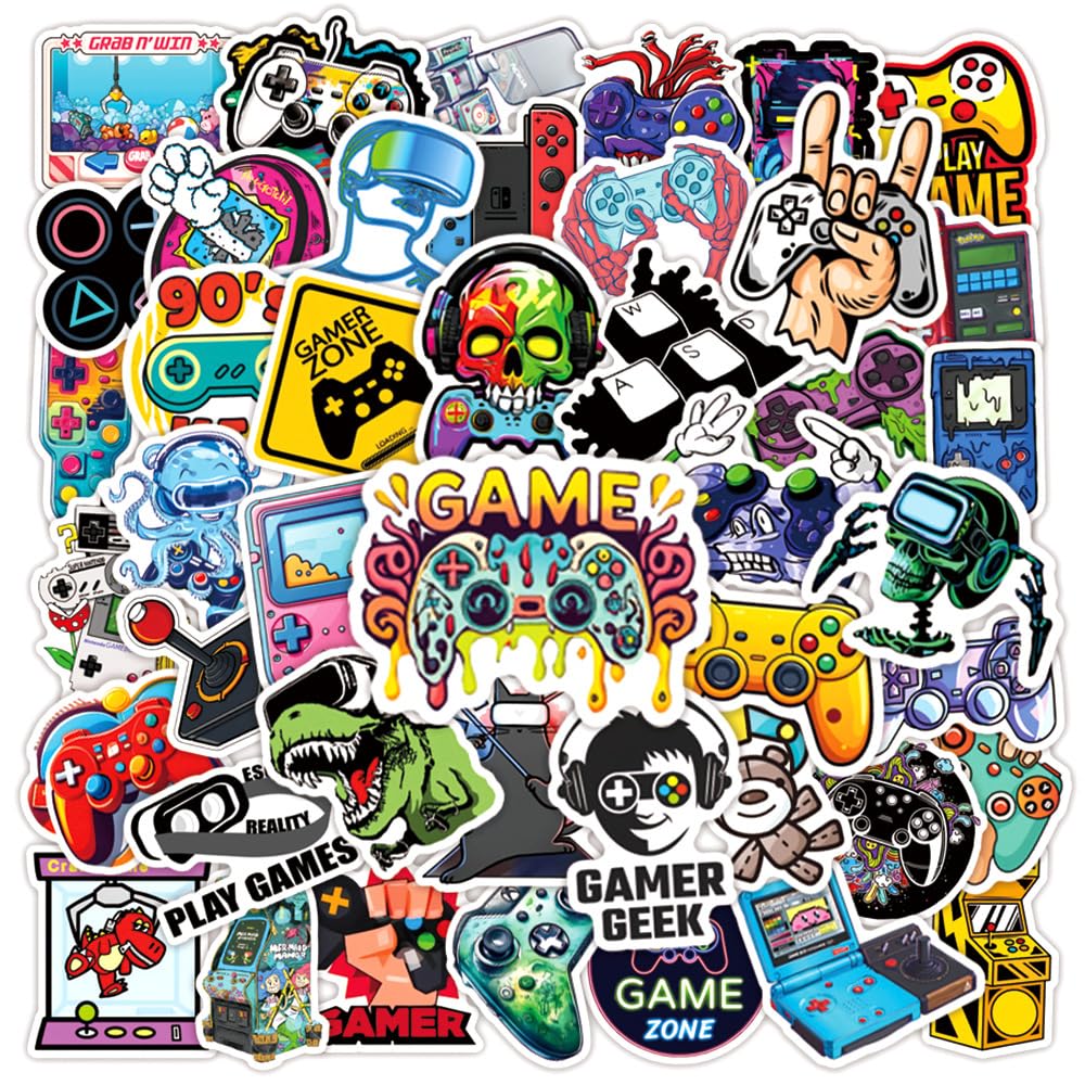 Rszwyk 50Pcs Gamepad Stickers – Waterproof Vinyl for Laptops, Water Bottles & More