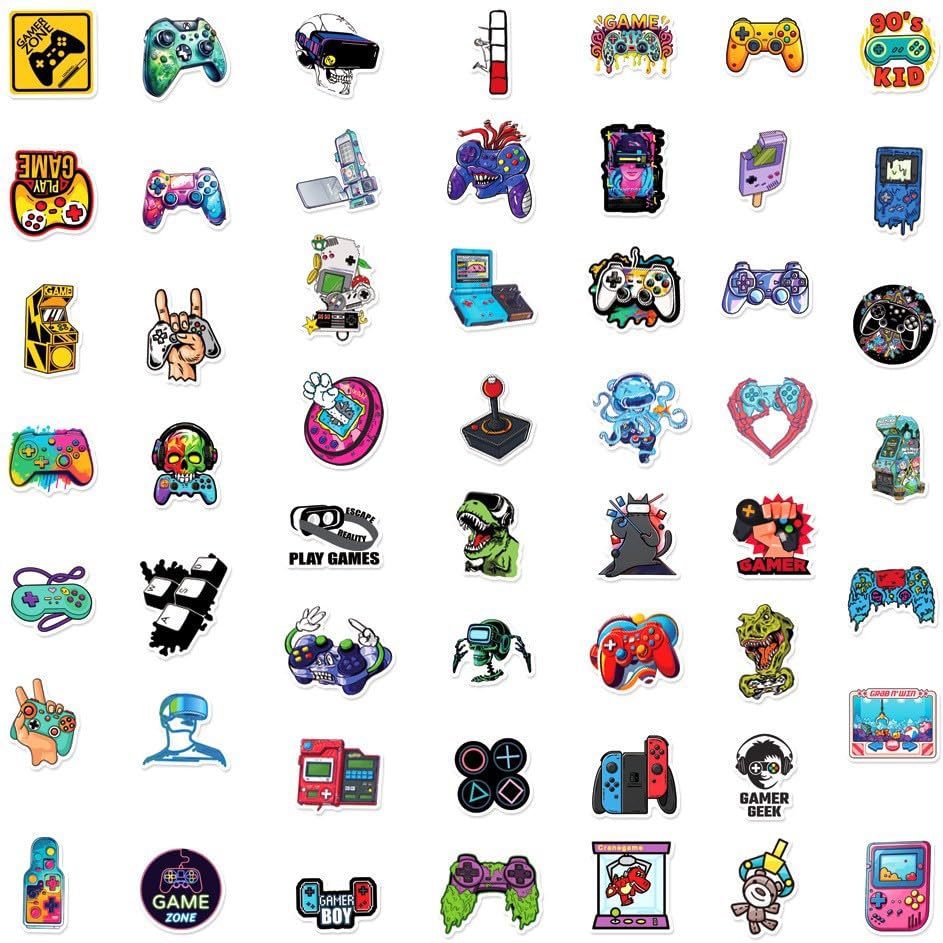 Rszwyk 50Pcs Gamepad Stickers – Waterproof Vinyl for Laptops, Water Bottles & More