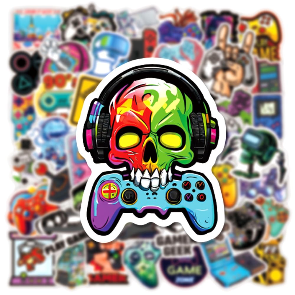 Rszwyk 50Pcs Gamepad Stickers – Waterproof Vinyl for Laptops, Water Bottles & More