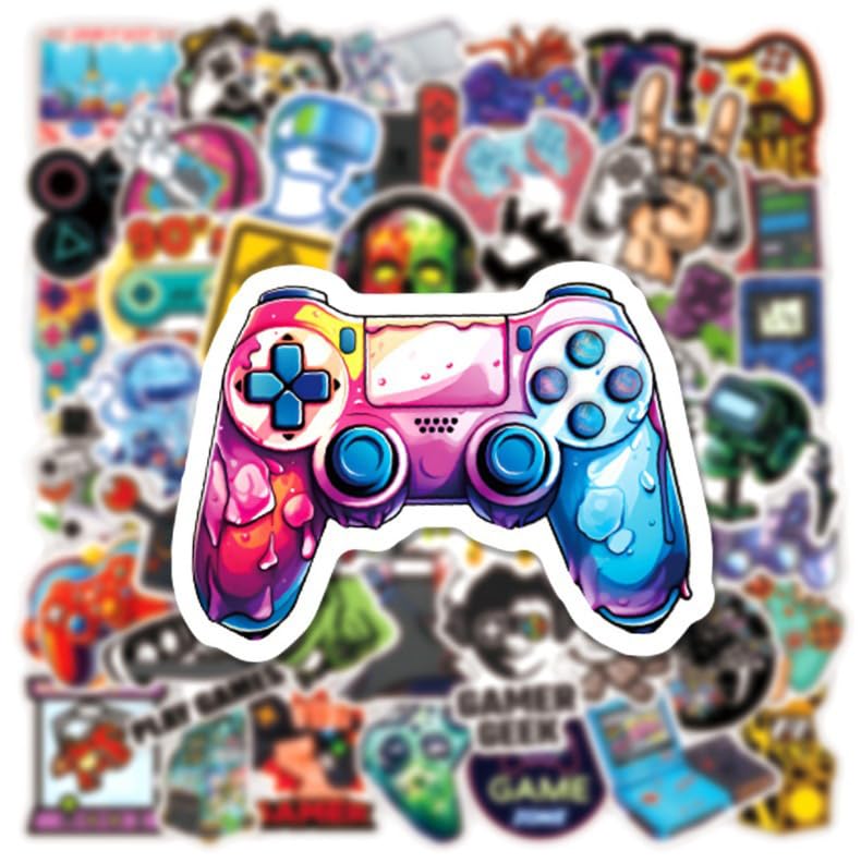 Rszwyk 50Pcs Gamepad Stickers – Waterproof Vinyl for Laptops, Water Bottles & More