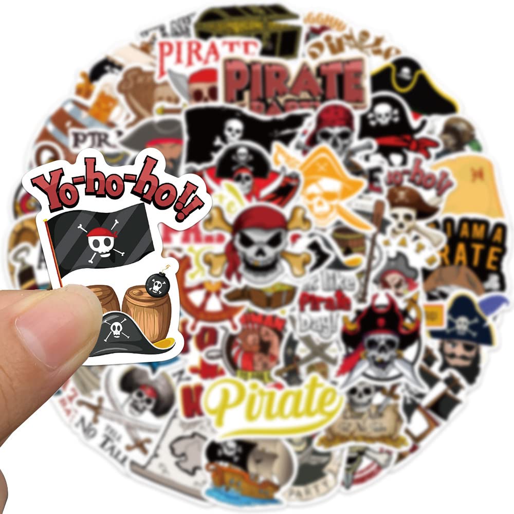 Rszwyk 50 Pcs Pirate Stickers Pack Skull and Crossbones – Party Favors