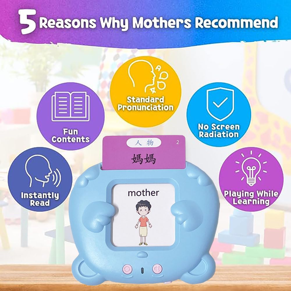 RT&BS Cantonese Mandarin English Talking Flash Cards – Bilingual Learning Toy for Kids