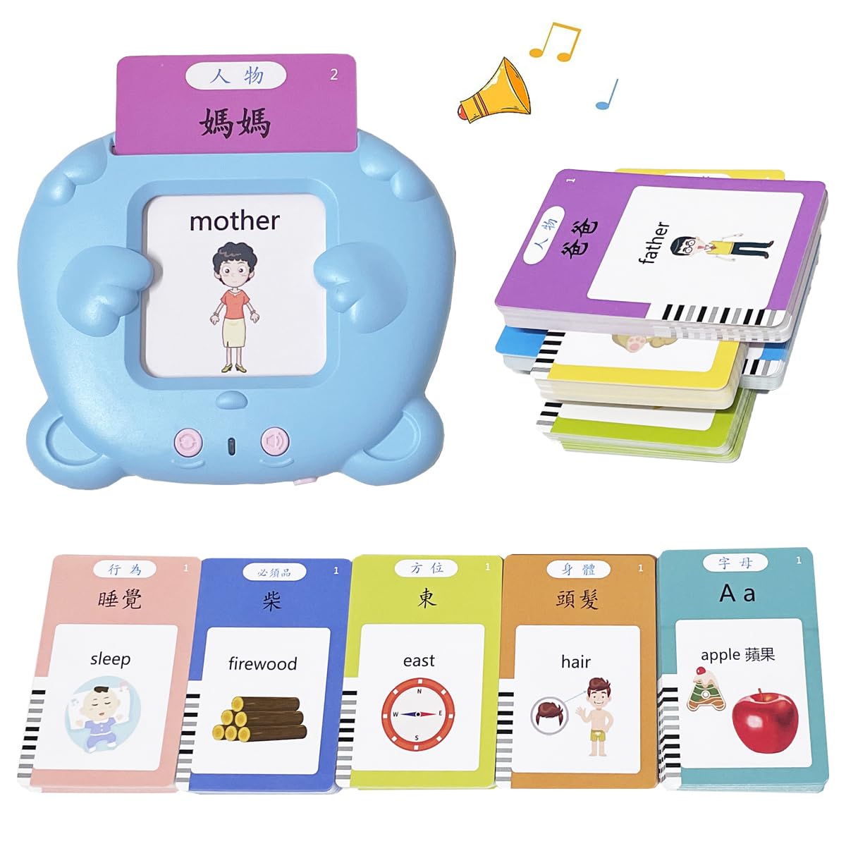 RT&BS Cantonese Mandarin English Talking Flash Cards – Bilingual Learning Toy for Kids