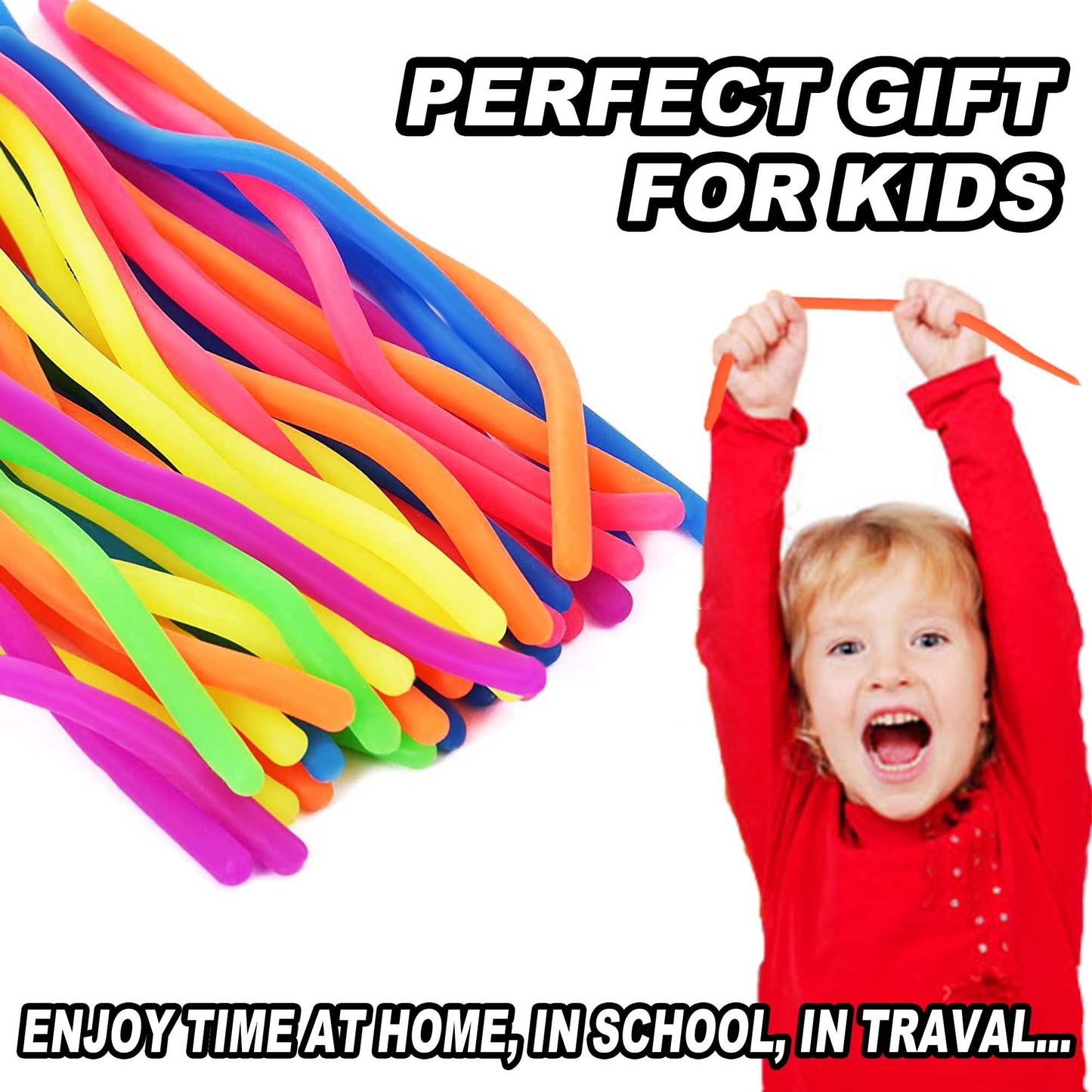 Rtinsd Small Stretchy String Noodles – 30 Pack Sensory Fidget Toys for School & Home
