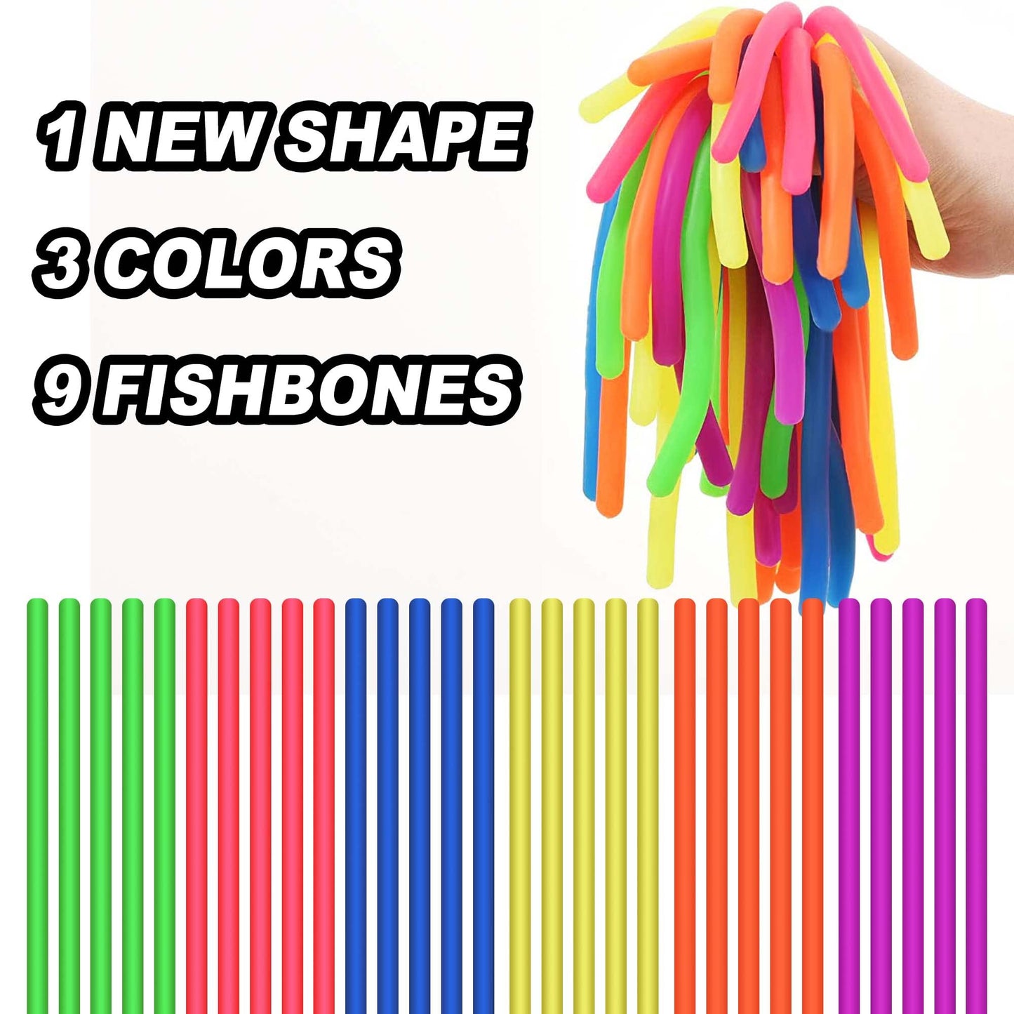 Rtinsd Small Stretchy String Noodles – 30 Pack Sensory Fidget Toys for School & Home