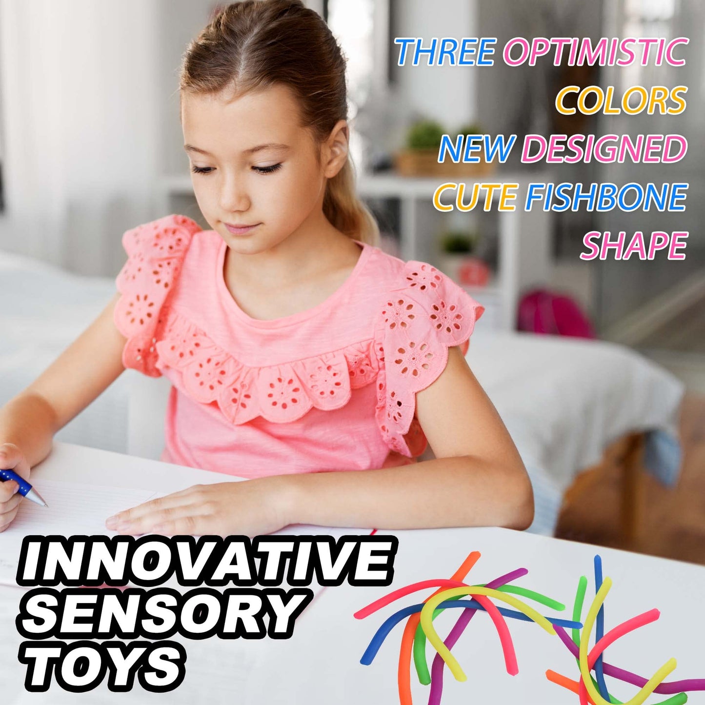 Rtinsd Small Stretchy String Noodles – 30 Pack Sensory Fidget Toys for School & Home