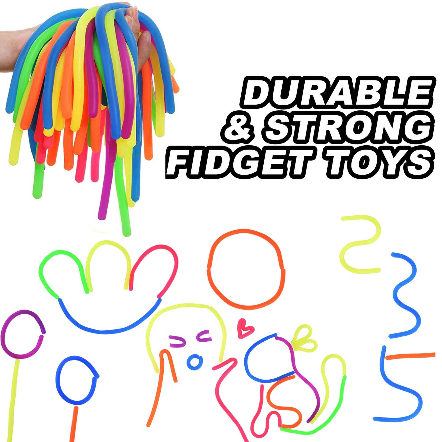 Rtinsd Small Stretchy String Noodles – 30 Pack Sensory Fidget Toys for School & Home