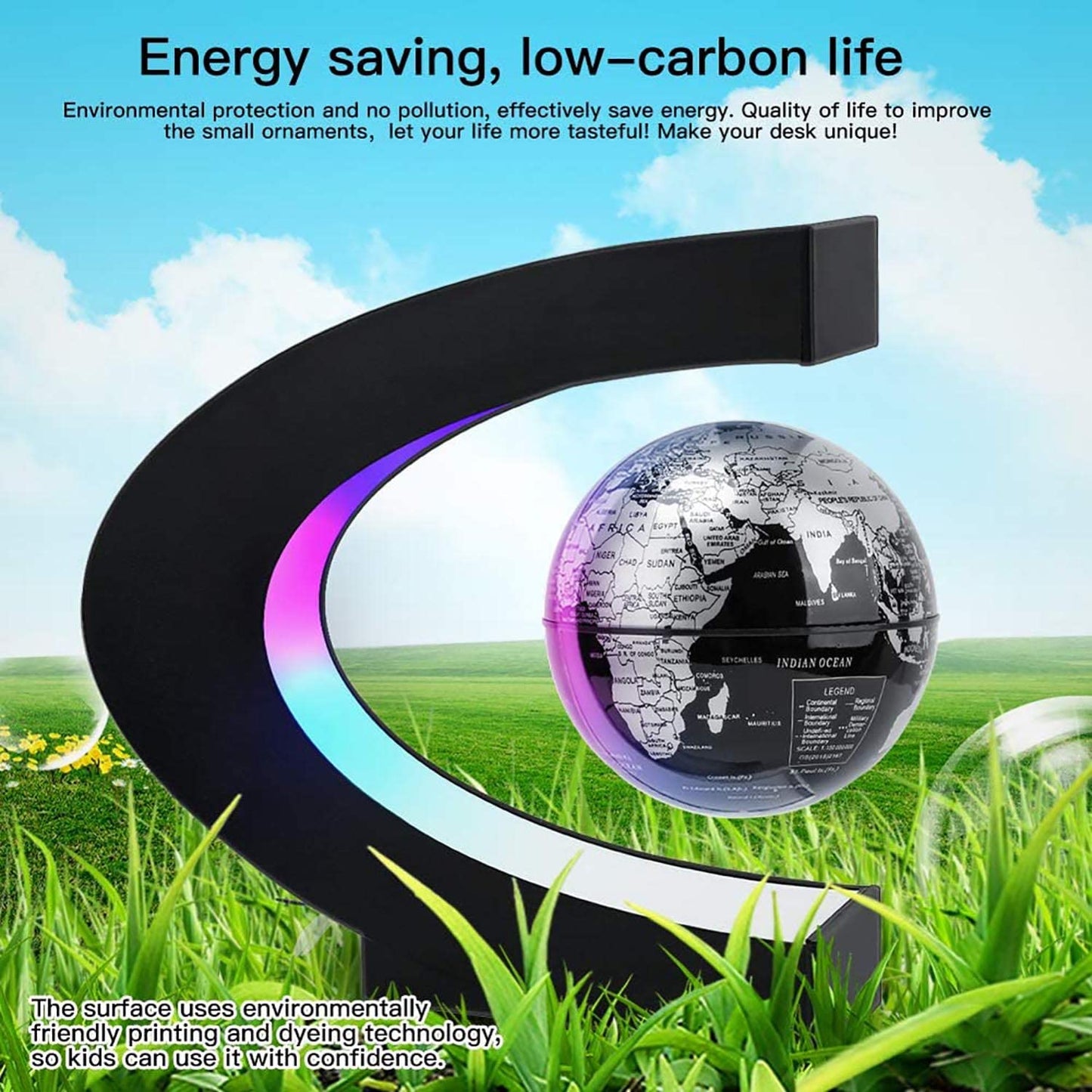 RTOSY Magnetic Levitation Floating Globe with LED Light – Desk Decor & Gifts