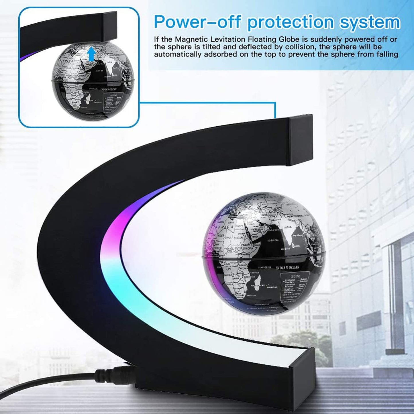 RTOSY Magnetic Levitation Floating Globe with LED Light – Desk Decor & Gifts