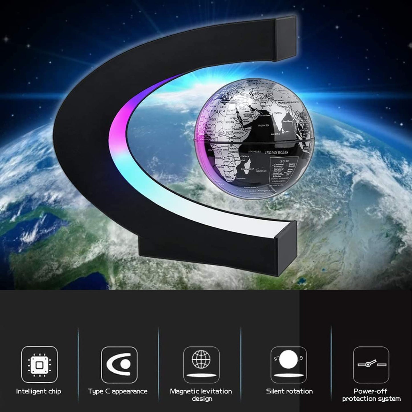 RTOSY Magnetic Levitation Floating Globe with LED Light – Desk Decor & Gifts