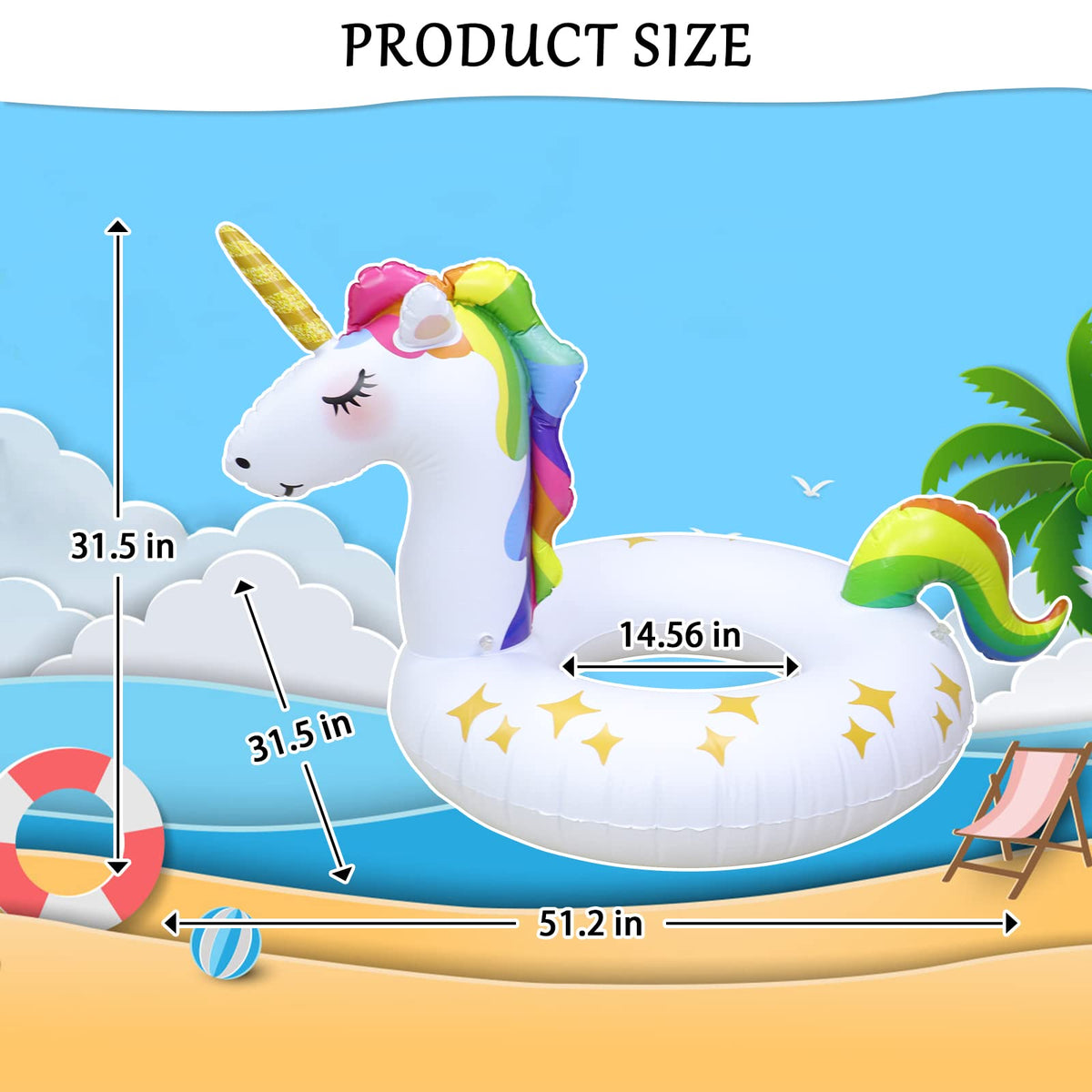 Rtudan Unicorn Pool Floats – Inflatable Unicorn Rings for Adults & Kids