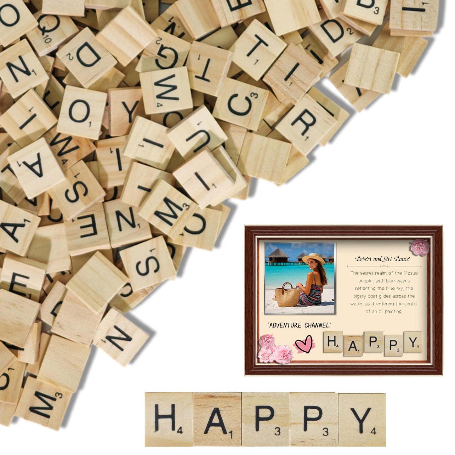 RTUDOPUYT 400 Pcs Wood Letter Tiles for Crafts – DIY Alphabet Coasters & Gift Decorations