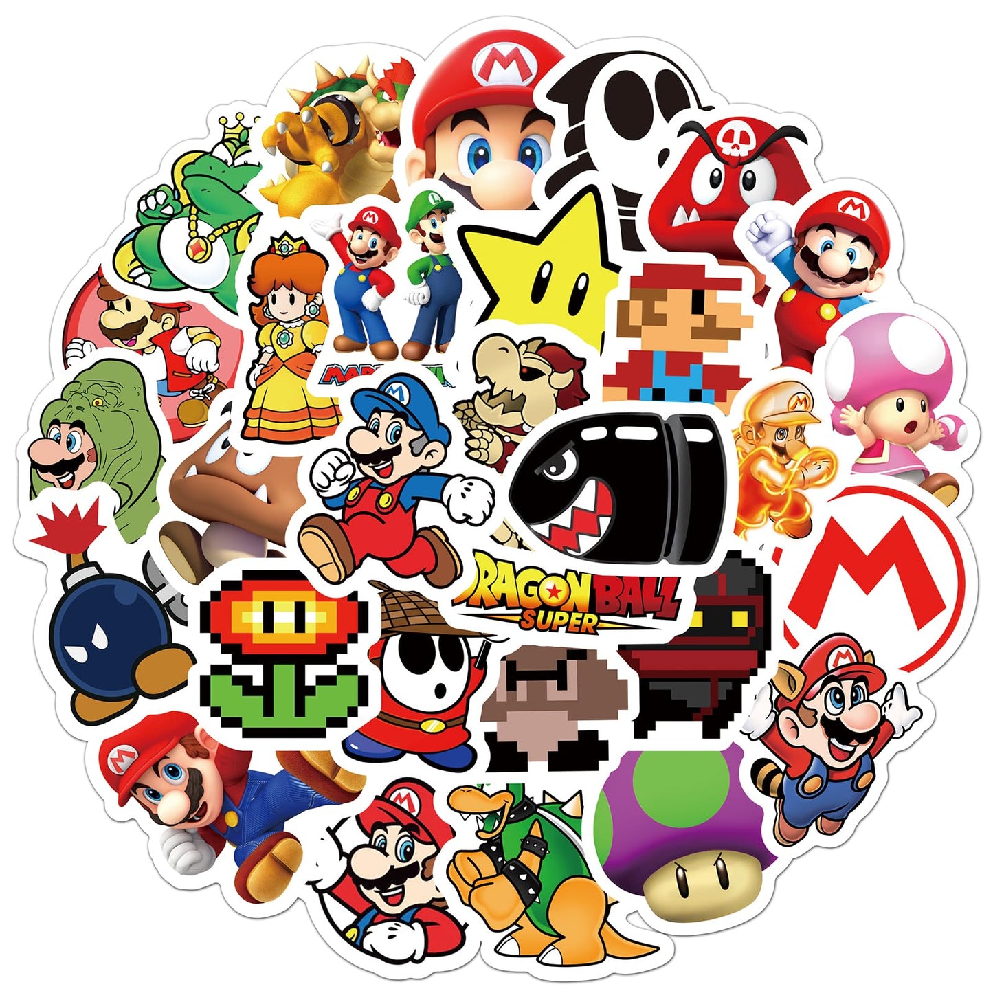 RUBANG 50pcs Mario Stickers – Waterproof Vinyl Decals for Water Bottles, Laptops, Skateboards