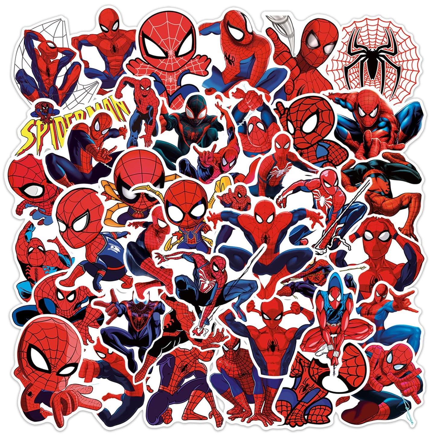 RUBANG 50pcs Spiderman Stickers for Water Bottle – Waterproof Vinyl Decals 2-3.5 inch
