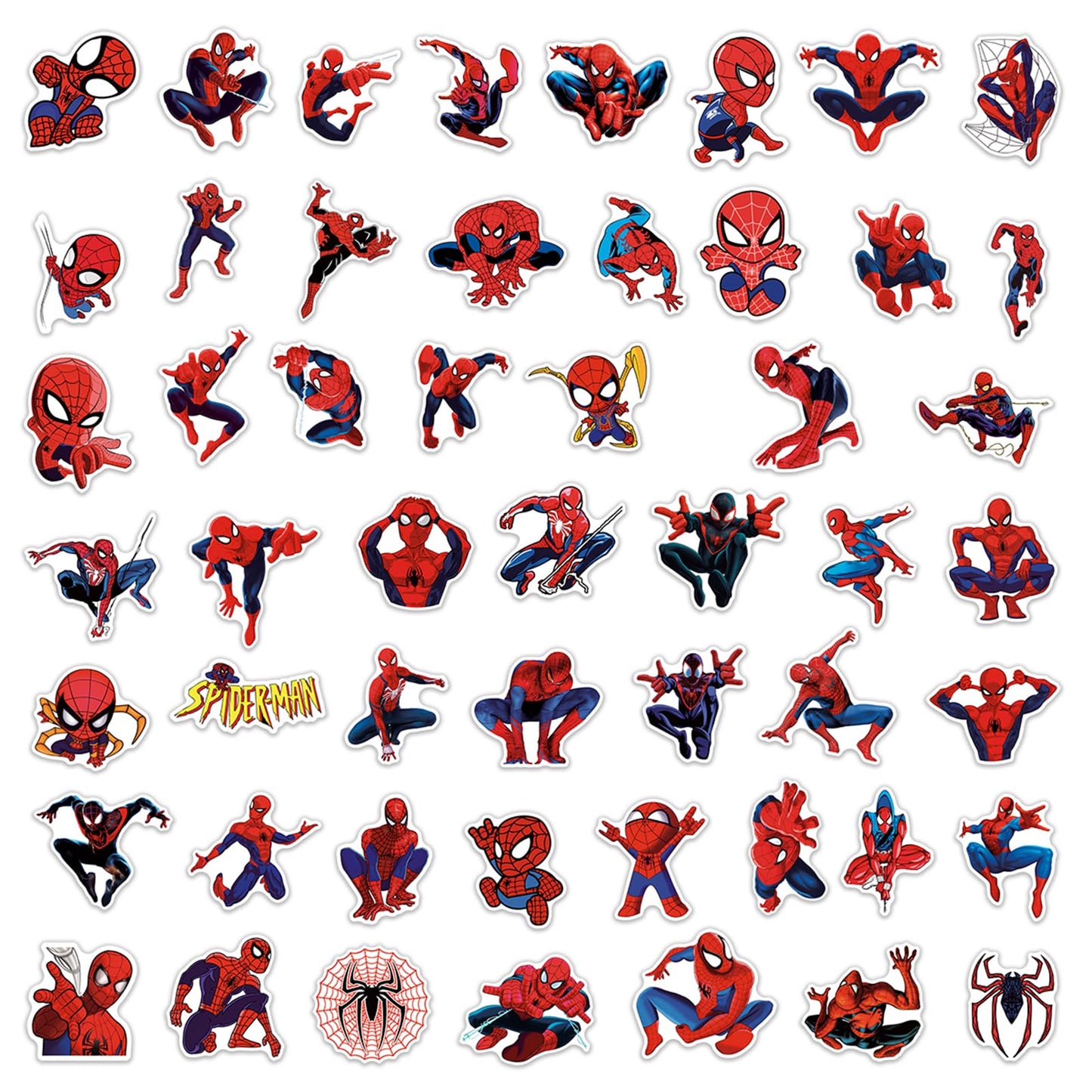 RUBANG 50pcs Spiderman Stickers for Water Bottle – Waterproof Vinyl Decals 2-3.5 inch