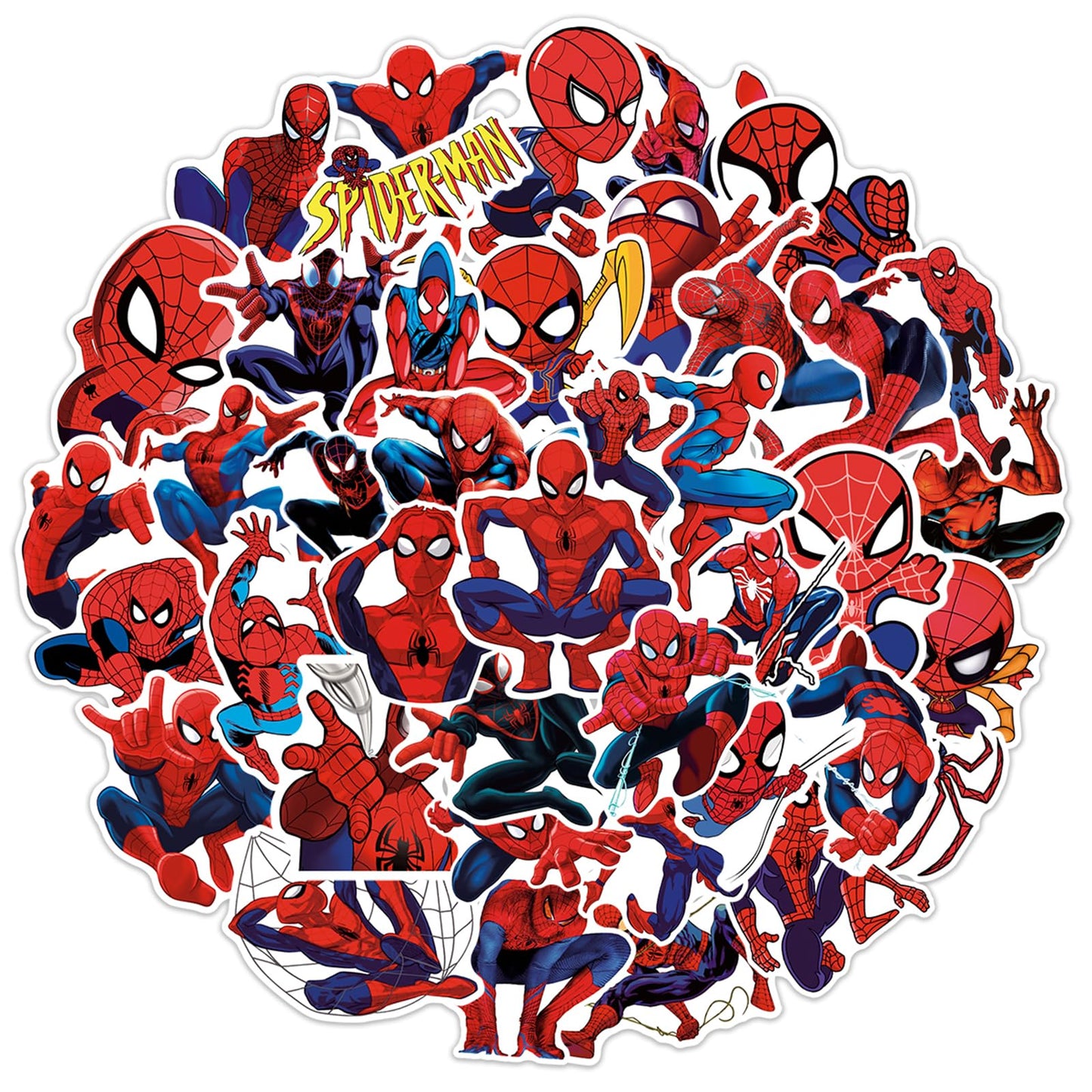 RUBANG 50pcs Spiderman Stickers for Water Bottle – Waterproof Vinyl Decals 2-3.5 inch