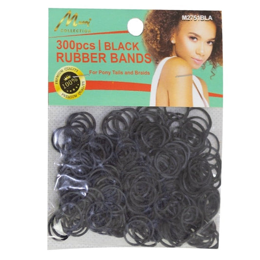 Murry Collection Black Rubber Bands: Secure, Damage-Free Hold for All Hair Types (300 pcs)