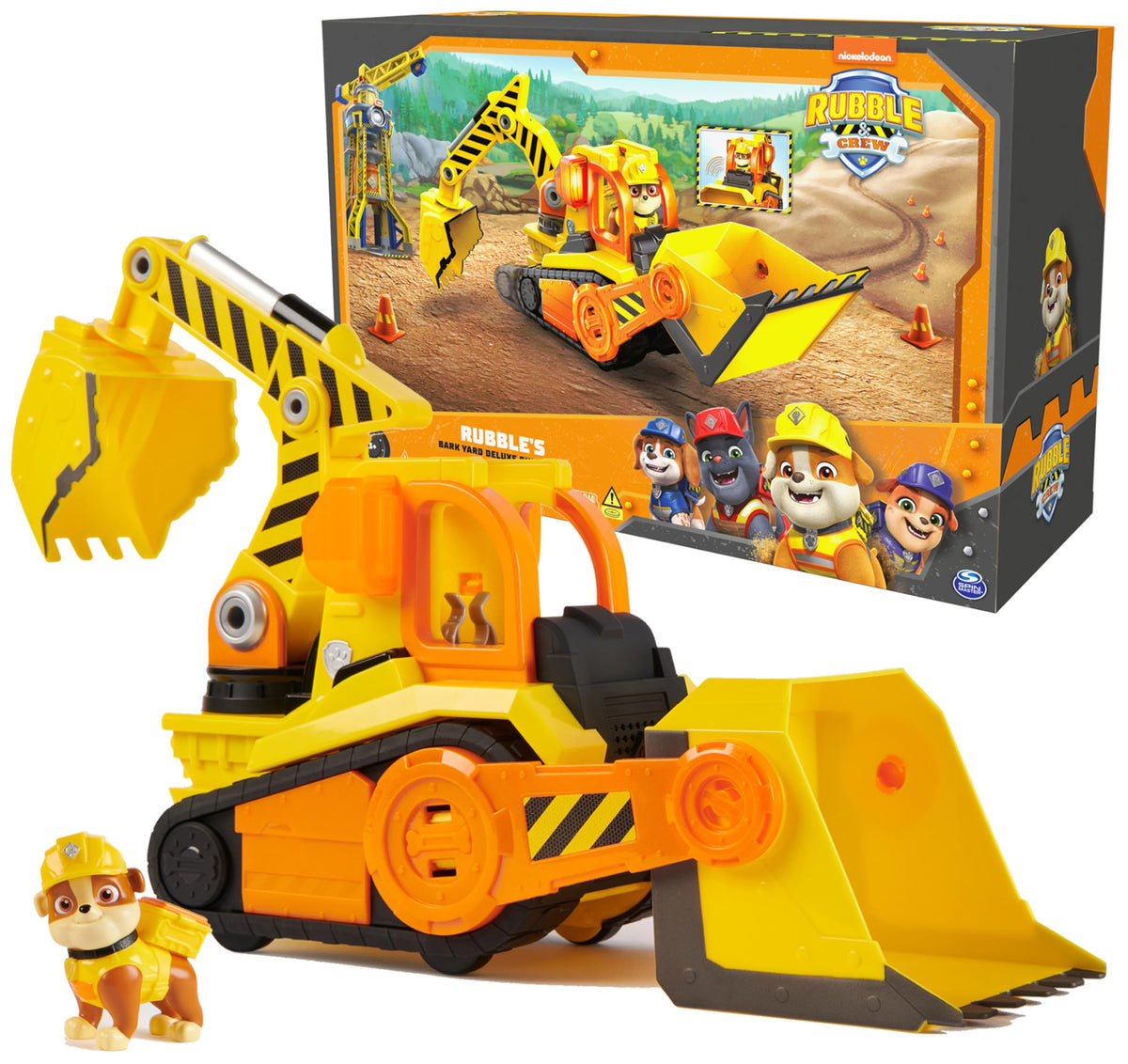 Rubble & Crew Bark Yard Deluxe Bulldozer Toy with Lights & Sounds | Rubble Figure Included