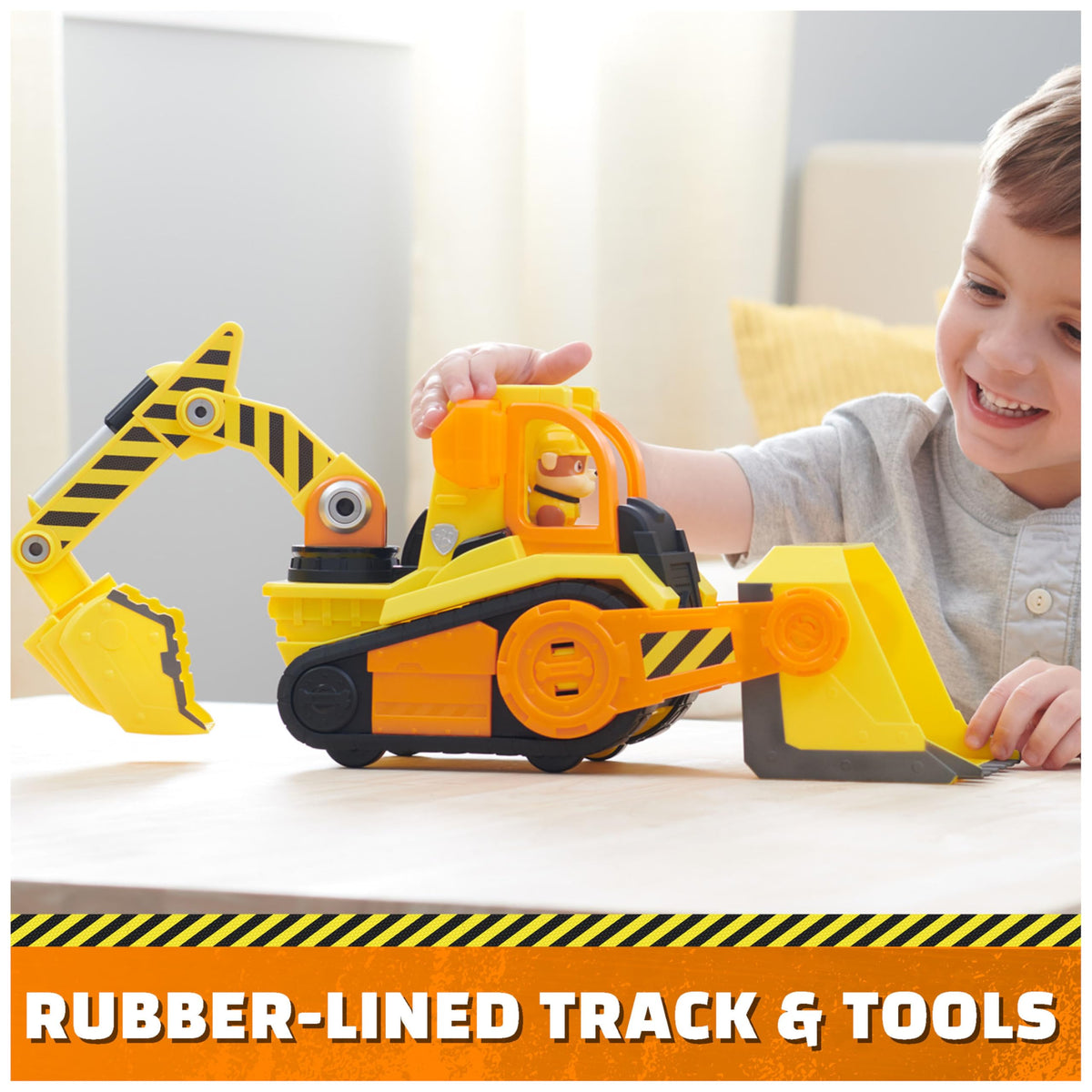 Rubble & Crew Bark Yard Deluxe Bulldozer Toy with Lights & Sounds | Rubble Figure Included