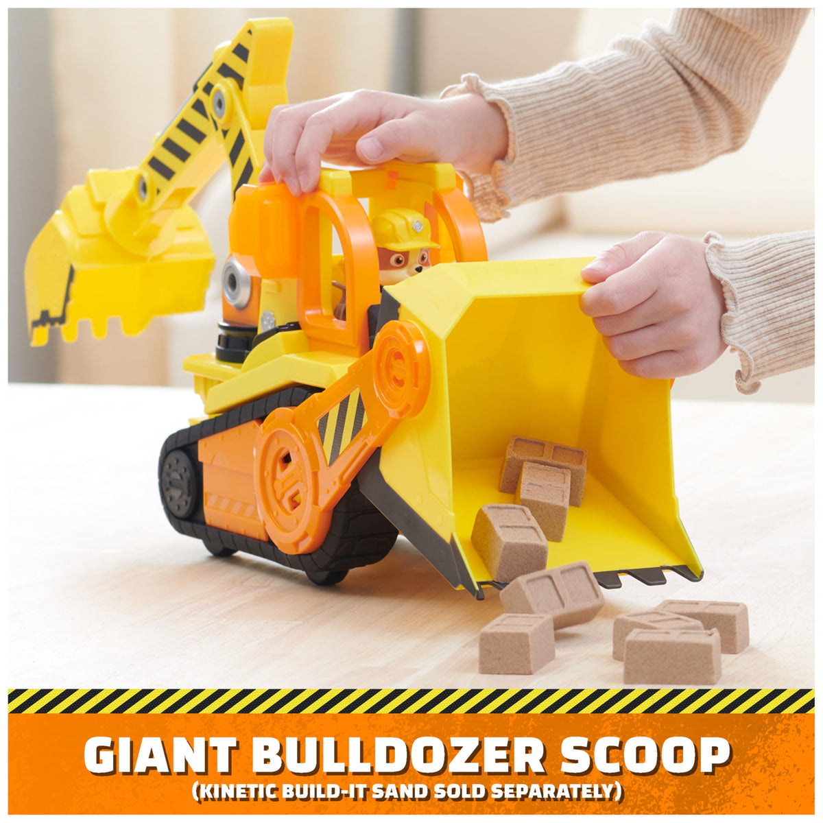 Rubble & Crew Bark Yard Deluxe Bulldozer Toy with Lights & Sounds | Rubble Figure Included