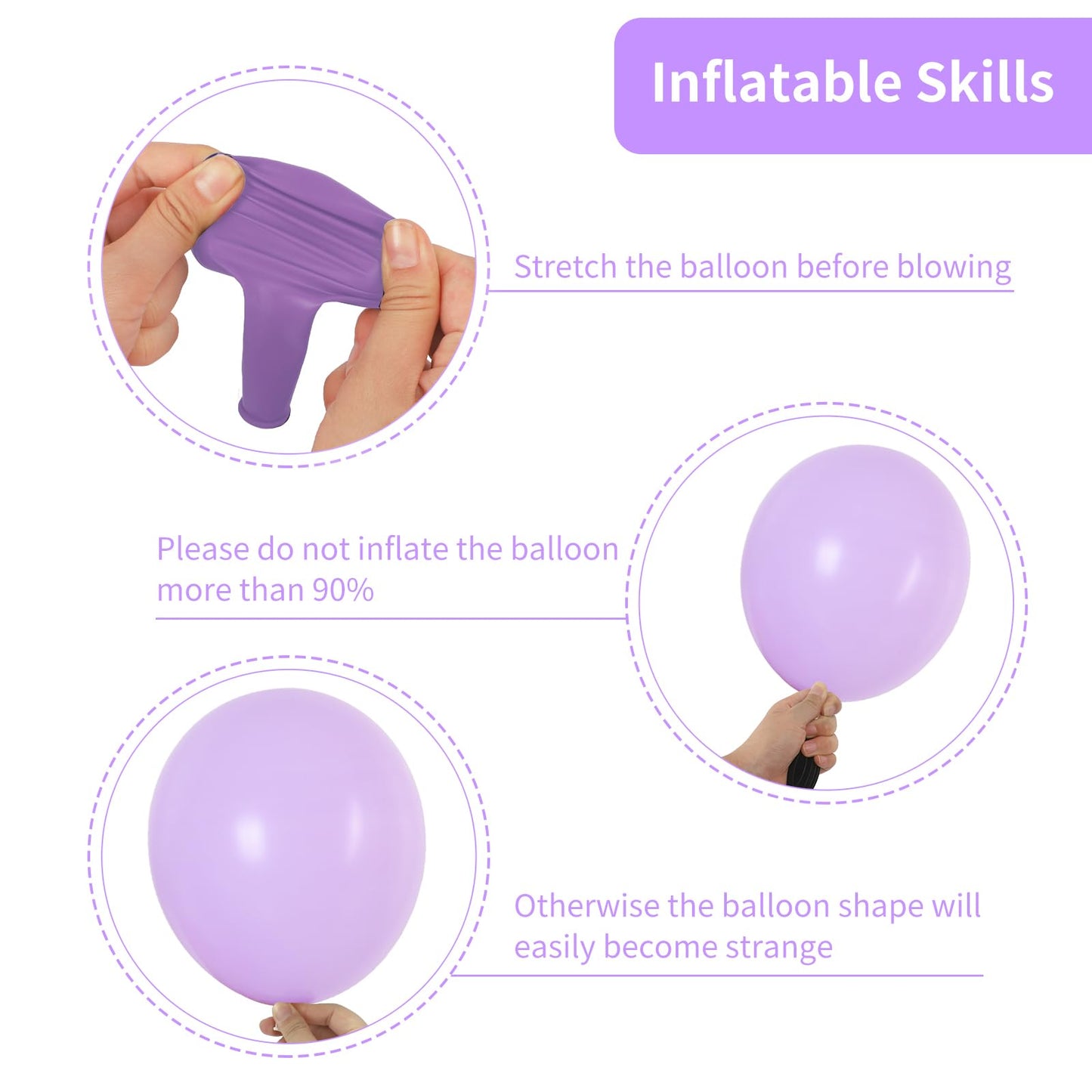 RUBFAC 129pcs Pastel Purple Balloon Arch Kit (18/12/10/5in) — Party Decoration