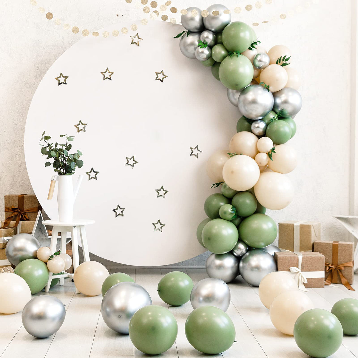 Rubfac Sage Green Balloons 129pcs – Balloon Garland Arch Kit (18/12/10/5in)
