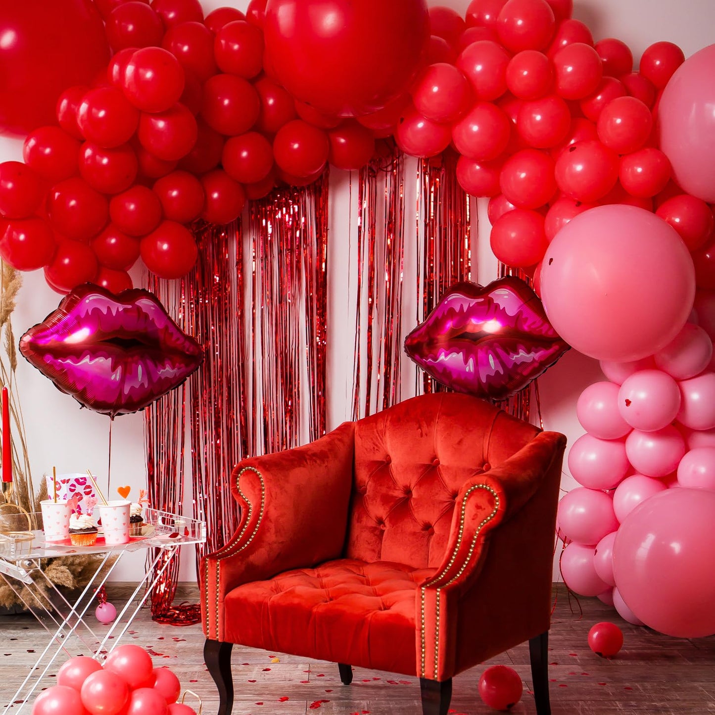 RUBFAC Red Balloons Set – 105 Pcs in 5/10/12/18 Inches for Garland Arch & Party Decor