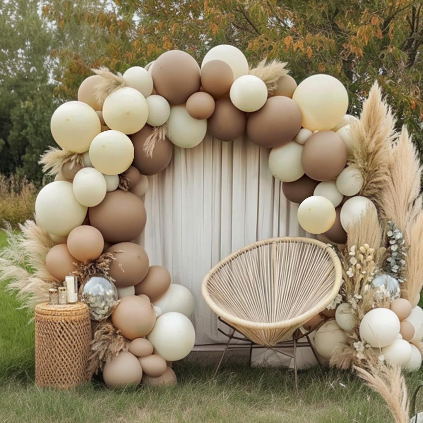 RUBFAC 129pcs Sand White Balloon Kit – 18/12/10/5in for Balloon Garland Arch, Party & Wedding Decor