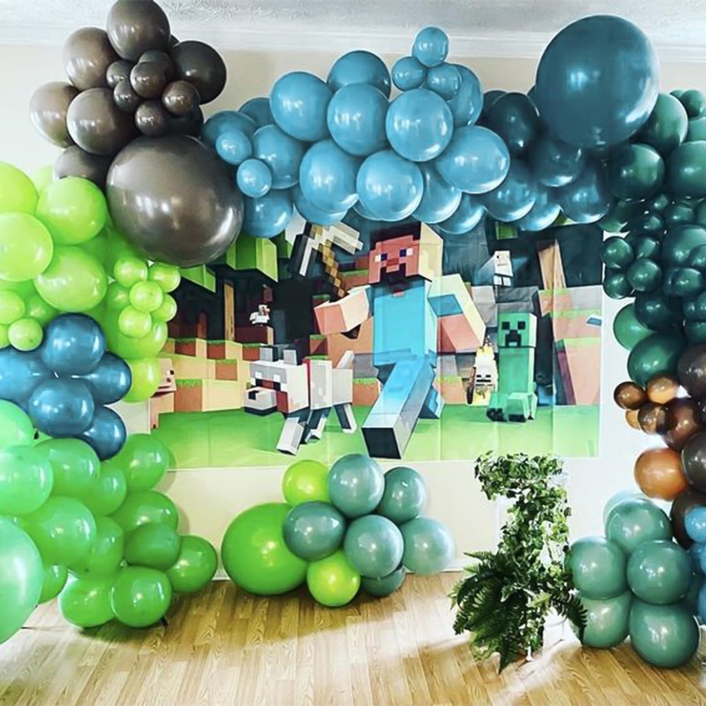 RUBFAC 129pcs Blue Green Balloons Kit – 18/12/10/5in for Garland Arch