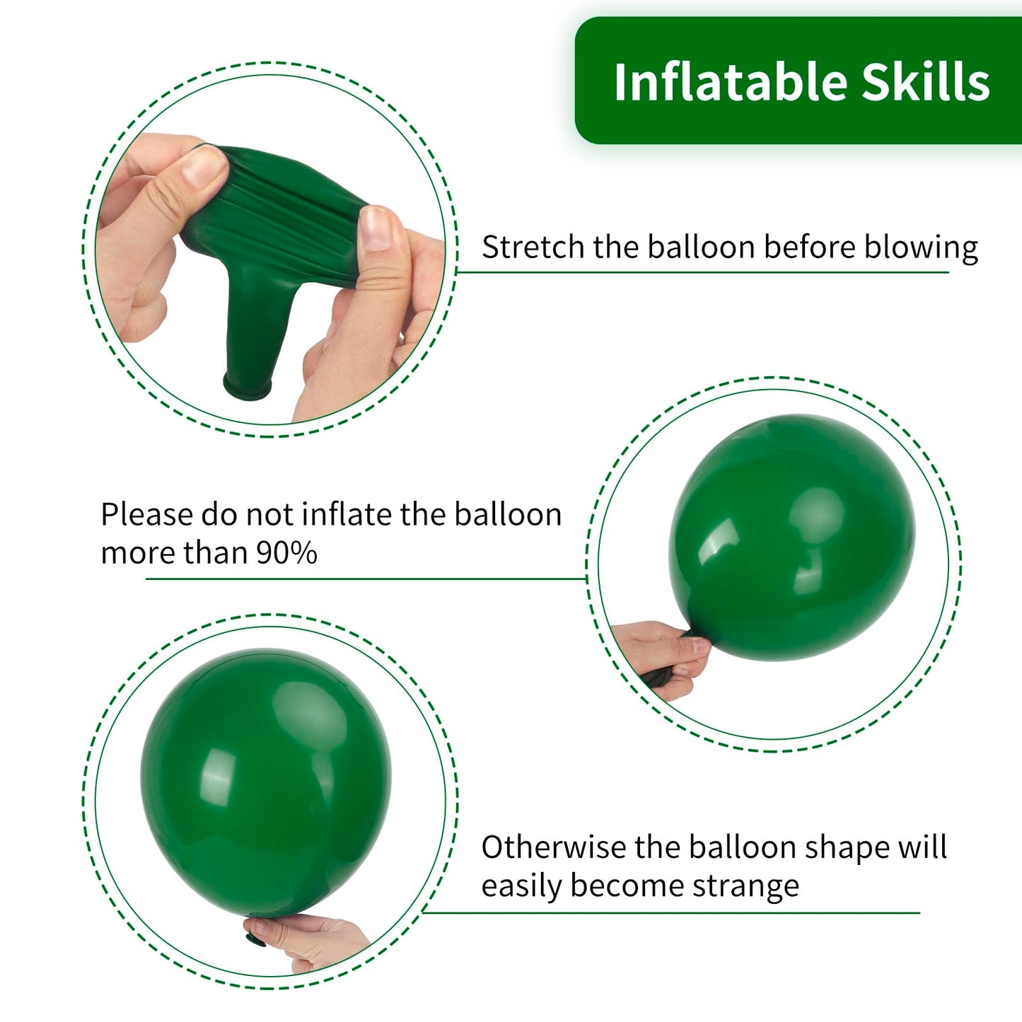 RUBFAC 129pcs Dark Green Latex Balloons — Emerald Arch Garland Kit (18/12/10/5in)
