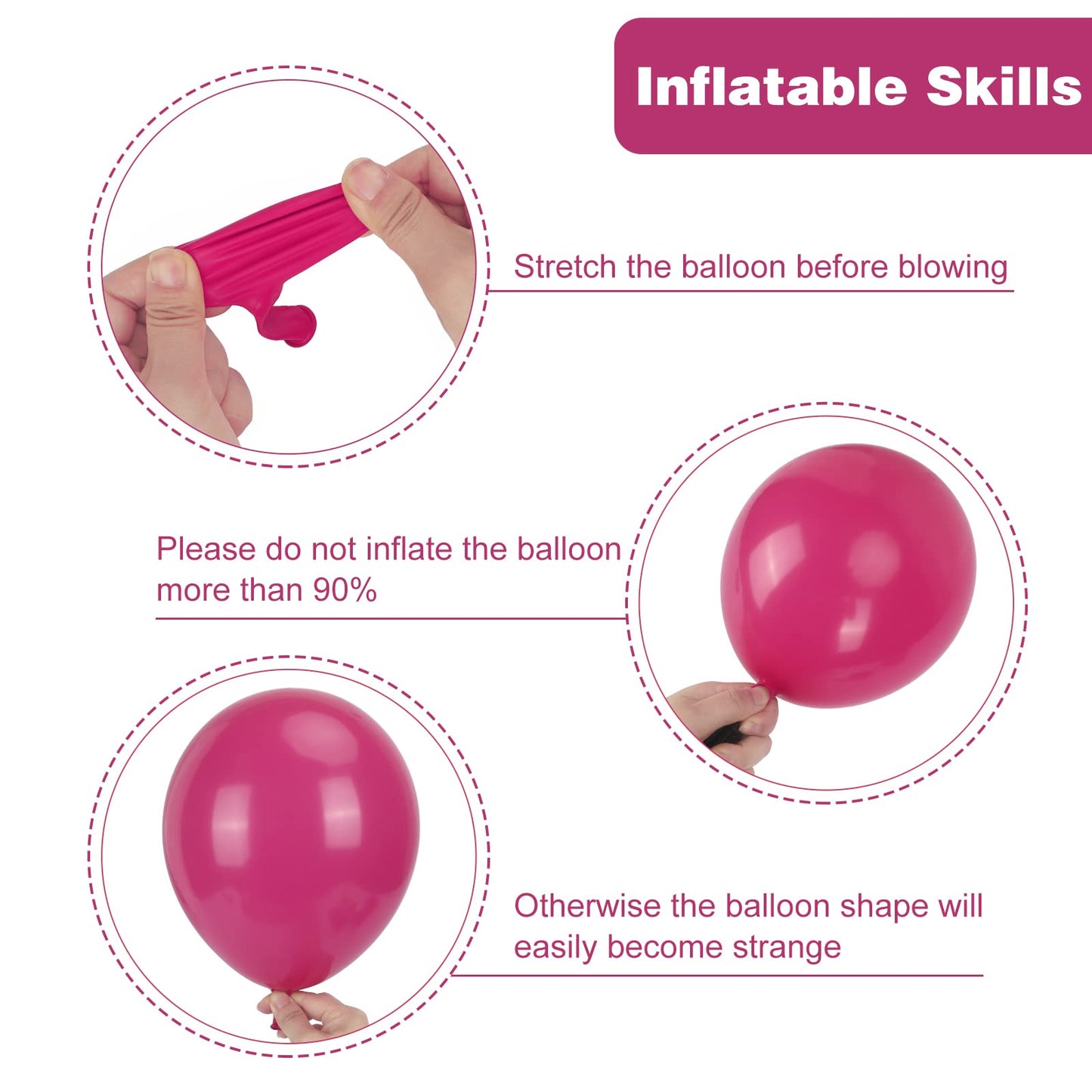 RUBFAC 129pcs Hot Pink Balloons Kit – Magenta Pink Balloon Arch & Garland Starter Set (18, 12, 10, 5 in)
