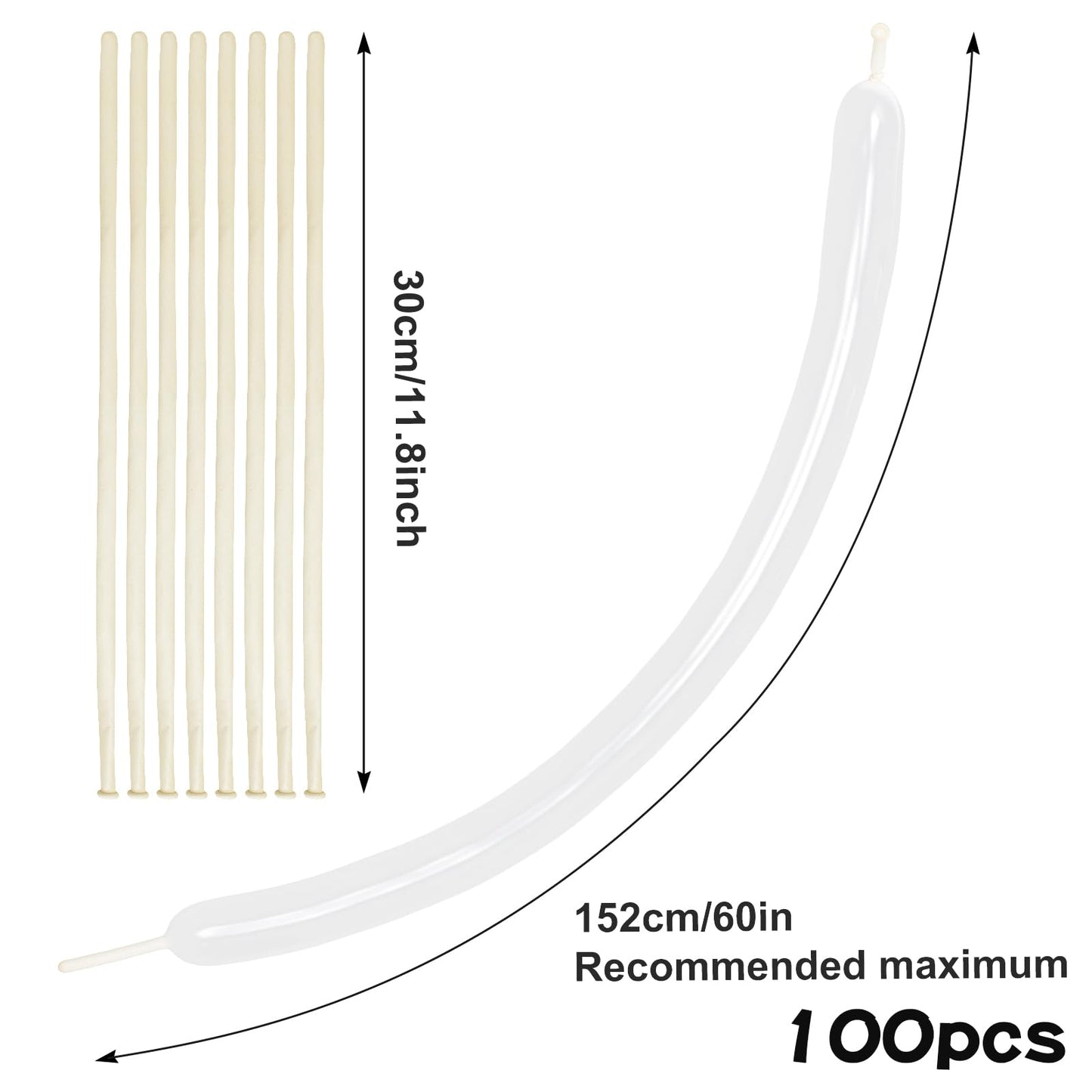 Rubfac 100pcs Clear 260 Balloons – Long Skinny Transparent Latex for Animal Twists, Party Garland & Decorations