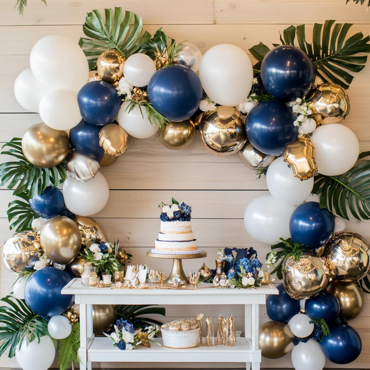 RUBFAC 129pc Navy Blue Balloons Kit | Latex Balloon Garland Arch for Birthday, Graduation, Weddings