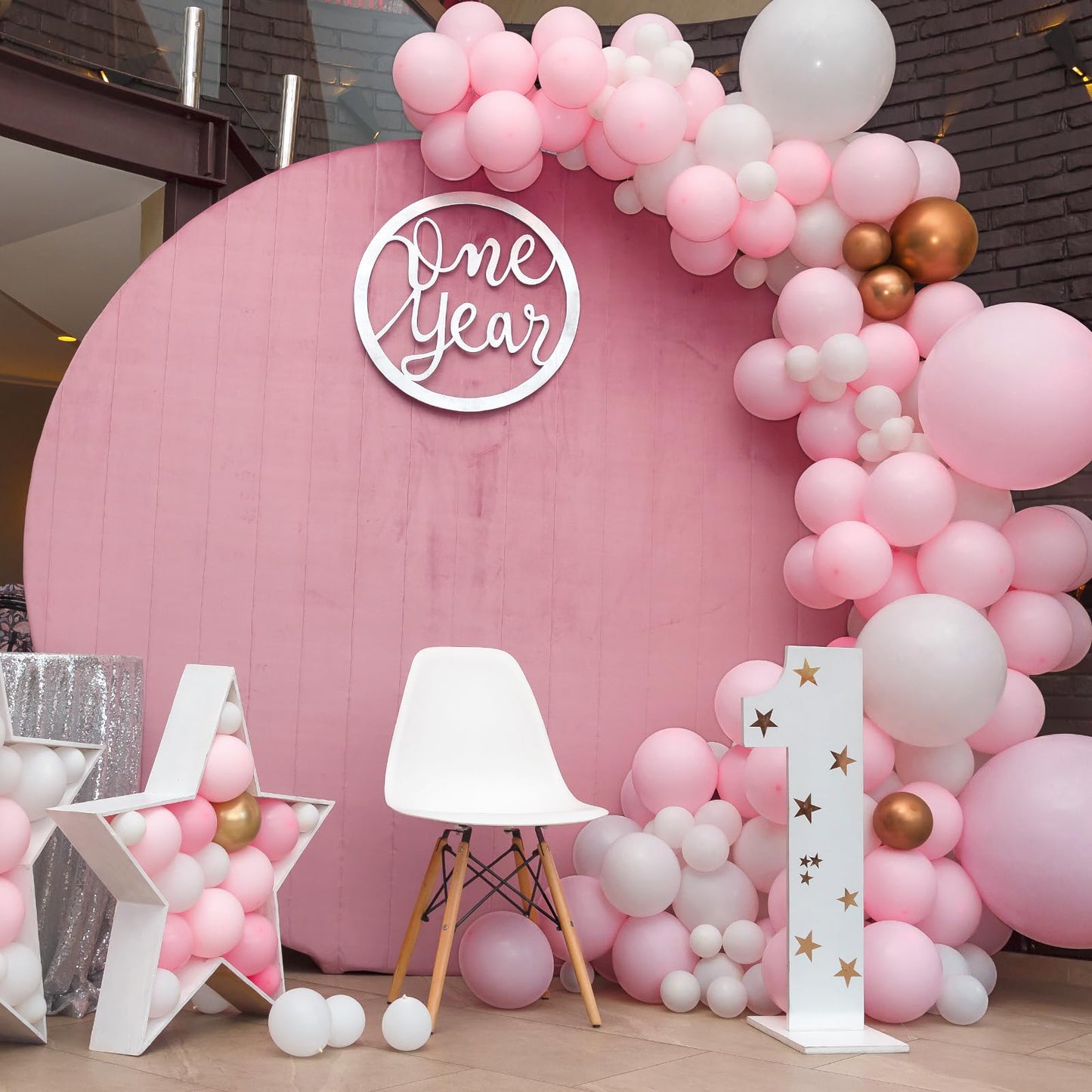 RUBFAC 129pcs Pastel Pink Balloons Set — 18in/12in/10in/5in for Garlands & Arches