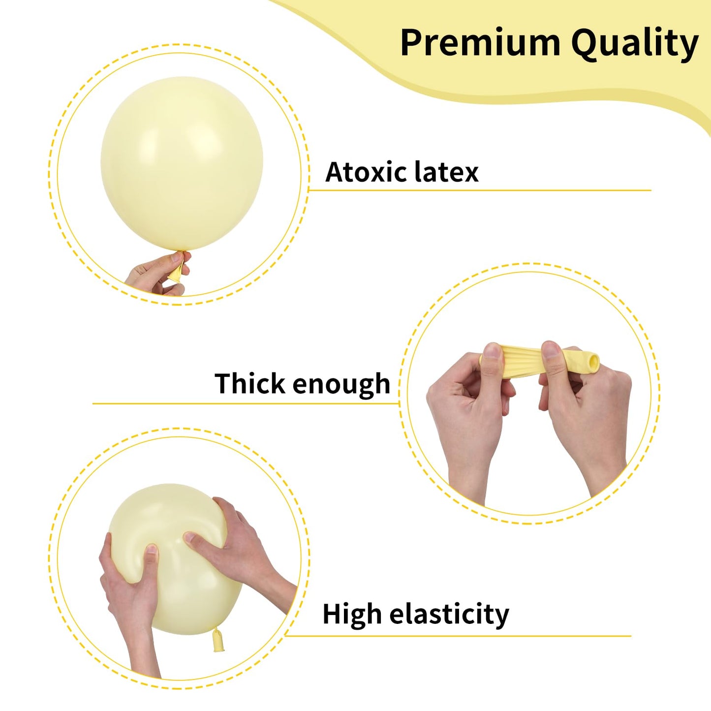 RUBFAC Pastel Yellow Balloons – 105pcs (5/10/12/18in) for Garland Arch & Party Decor