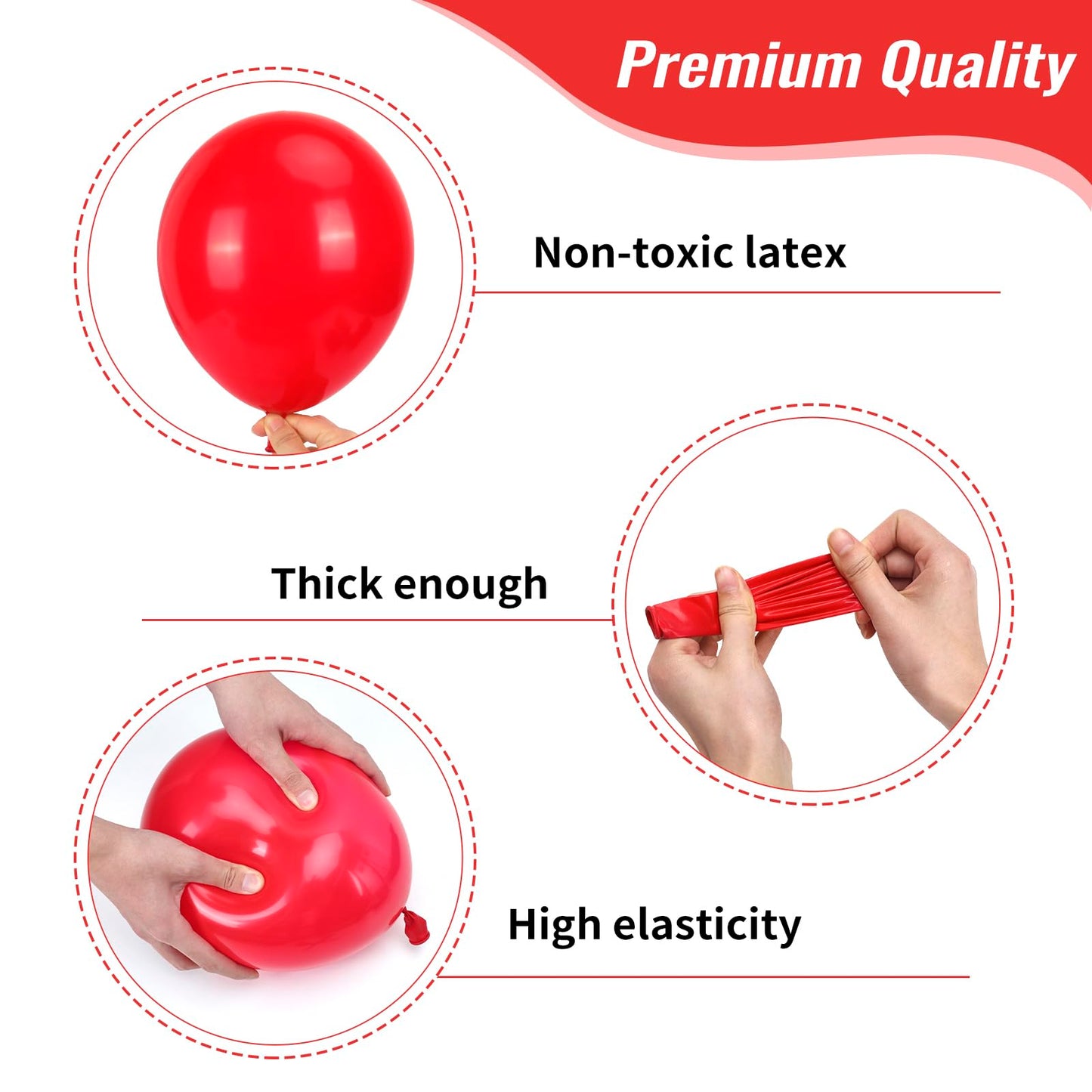 RUBFAC Red Balloons Set – 105 Pcs in 5/10/12/18 Inches for Garland Arch & Party Decor