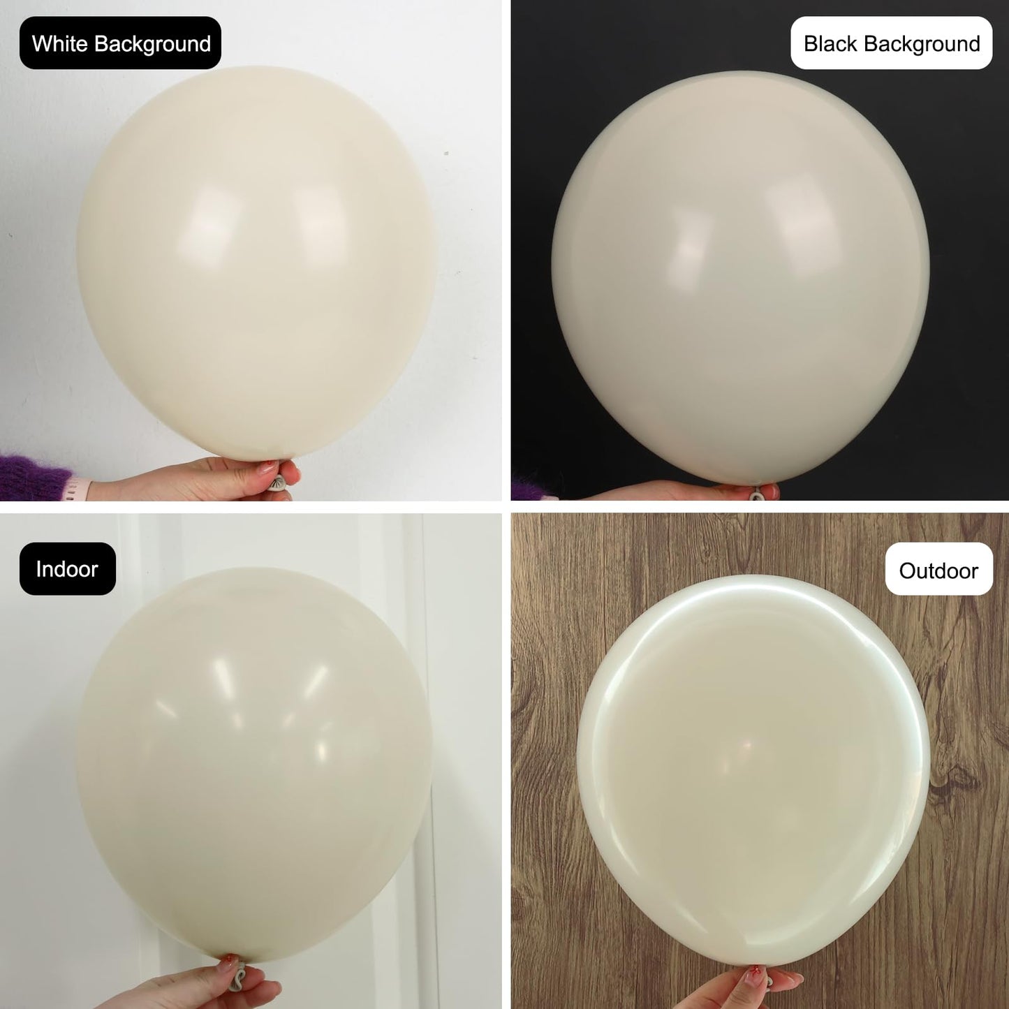 RUBFAC 129pcs Sand White Balloon Kit – 18/12/10/5in for Balloon Garland Arch, Party & Wedding Decor