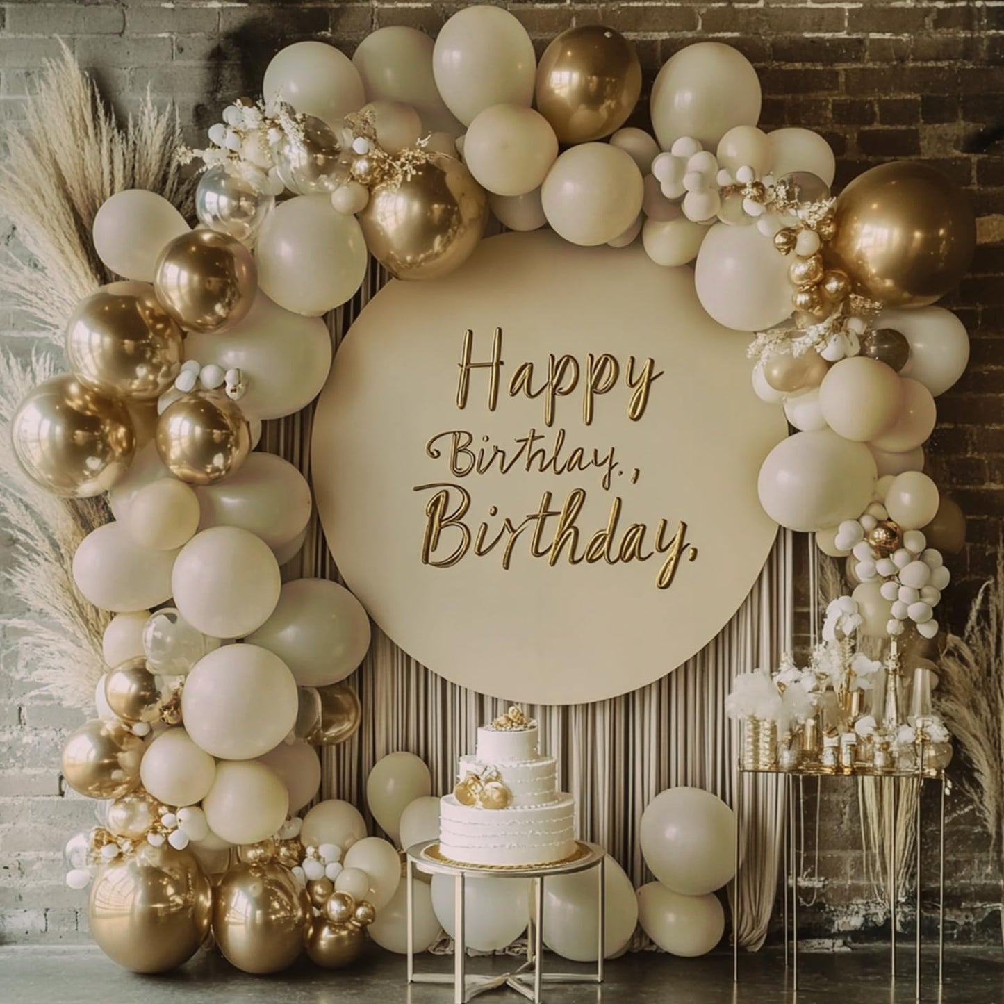 RUBFAC 129pcs Sand White Balloon Kit – 18/12/10/5in for Balloon Garland Arch, Party & Wedding Decor