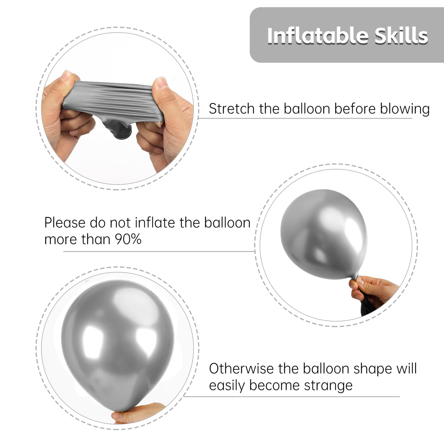RUBFAC Silver Balloons Kit – 129pcs Metallic Balloons for Garland Arch (18/12/10/5in)