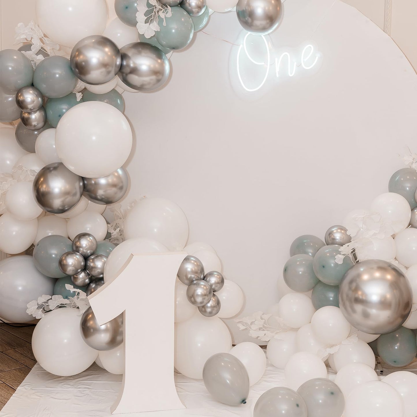 RUBFAC Silver Balloons Kit – 129pcs Metallic Balloons for Garland Arch (18/12/10/5in)