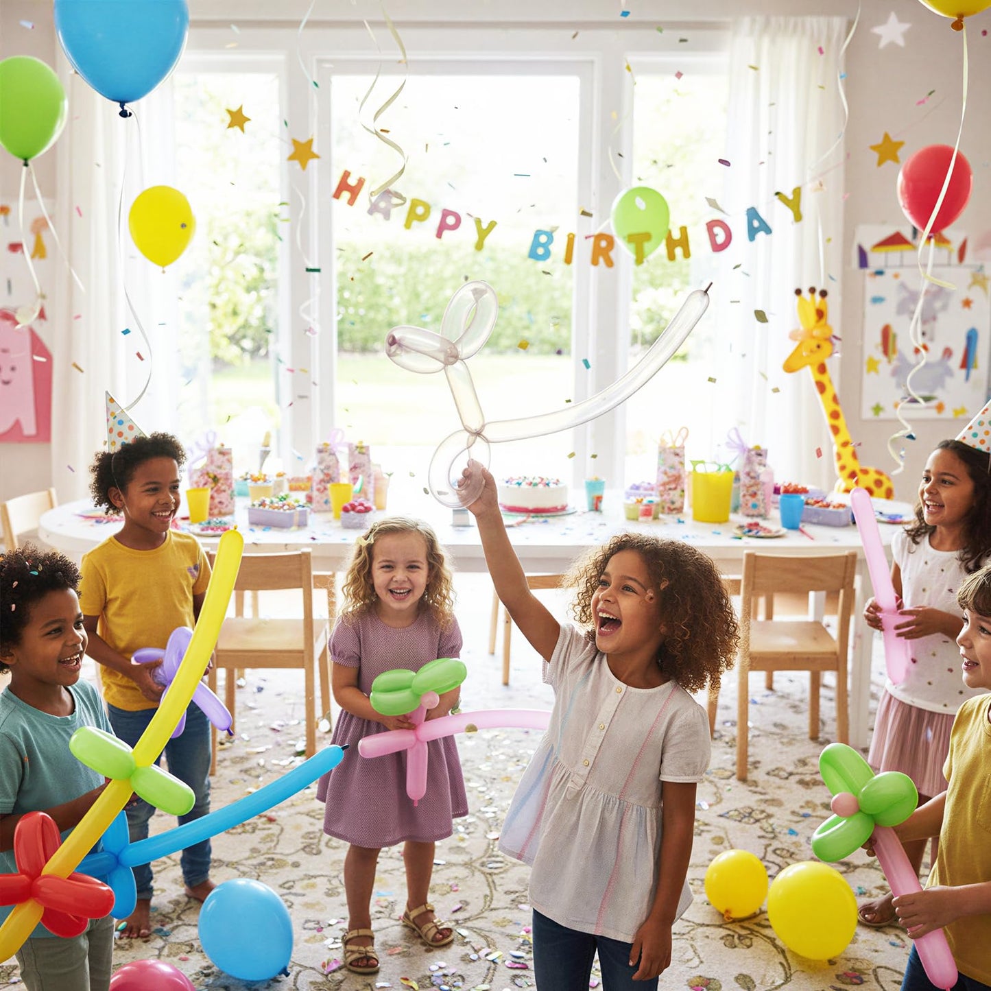 Rubfac 100pcs Clear 260 Balloons – Long Skinny Transparent Latex for Animal Twists, Party Garland & Decorations