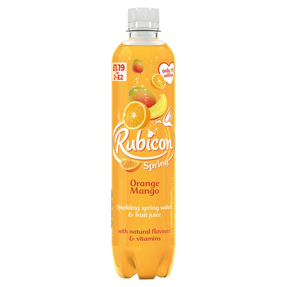 Rubicon Spring Orange Mango Flavoured Sparkling Spring Water, 500ml (Case of 12)