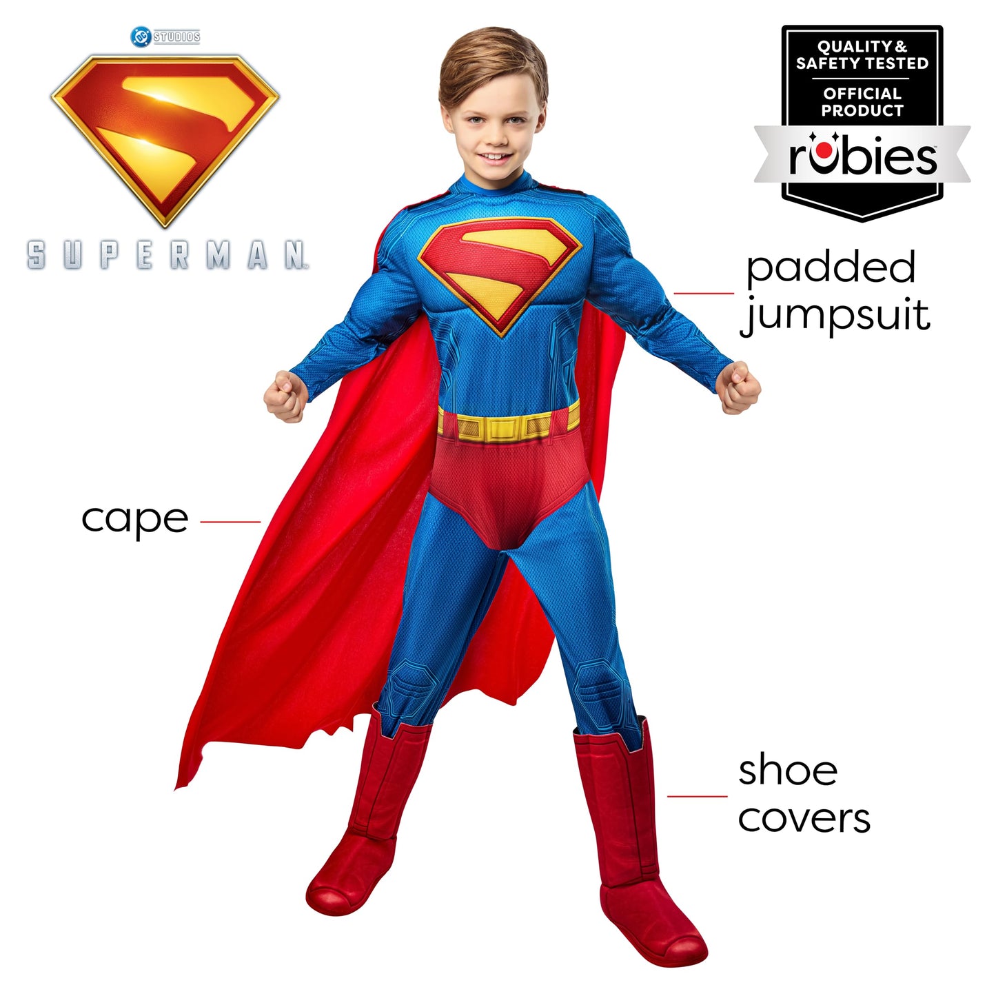 Rubies Superman 2025 Kids Costume – Boy's Large (Size 10/12) | Officially Licensed